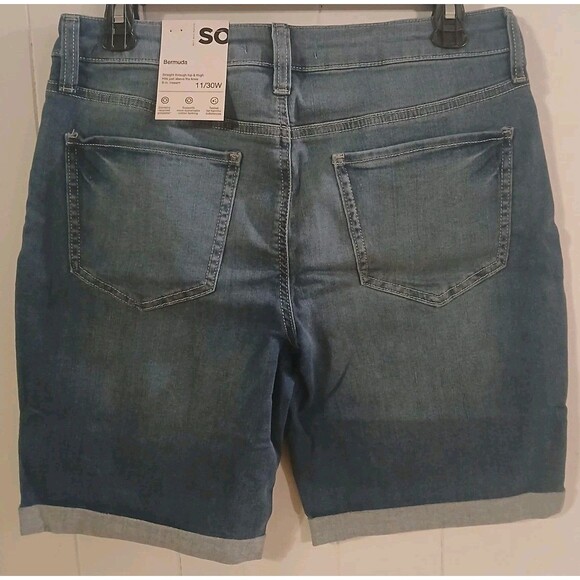 SO Goods For Life Denim Bermuda Shorts Low Rise Dark Wash Size 11 / 30W Kohls - Picture 2 of 4